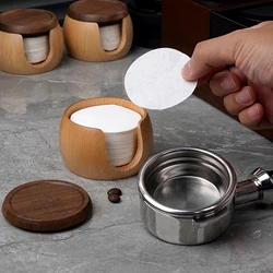 IKAPE Espresso Wooden box and 200pcs Paper Filters, Coffee Puck Screen Paper Filters for 51/54/58mm Portafilters Basket