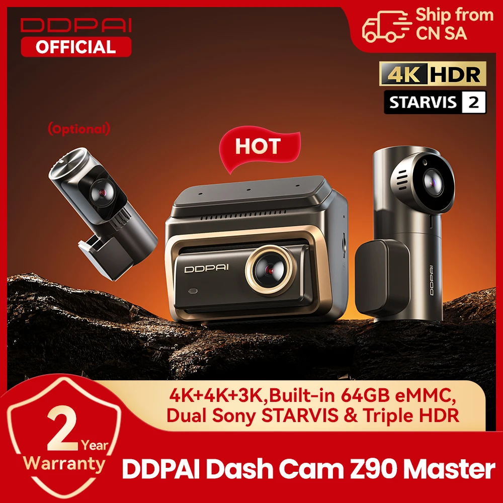 DDPAI 4K + 4K جديد Z90 Master Dual 4K أمامي خلفي مزدوج HDR لسوني سيارة داش كام ADAS وقوف السيارات 5 جيجا هرتز واي فاي كاميرا DVR مسجل فيديو