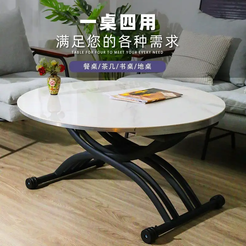 Small apartment coffee table dining table two-in-one dual-purpose lifting rock slab multi-functional