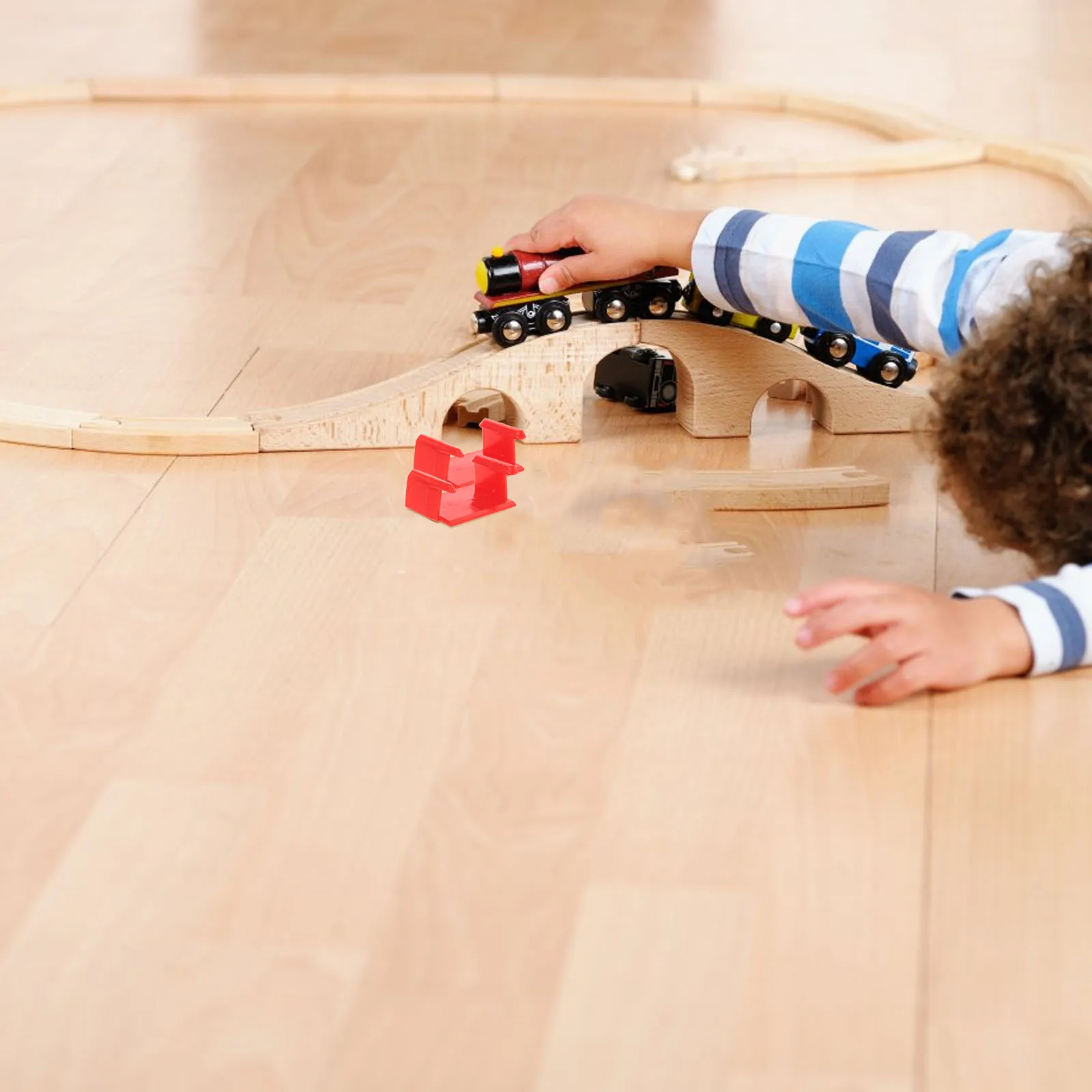 20pcs Wooden Train Track Accessories Plastic Fasteners Stabilizers Compatible Model Set Clips Connectors Remote Control Toys