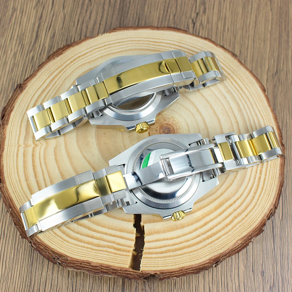40mm NH35 Watch Case bands Sapphire for Seiko NH35 NH36 8215 2824 Sliding Lock Watch Bracelet Repair Part Seamaster bezel insert