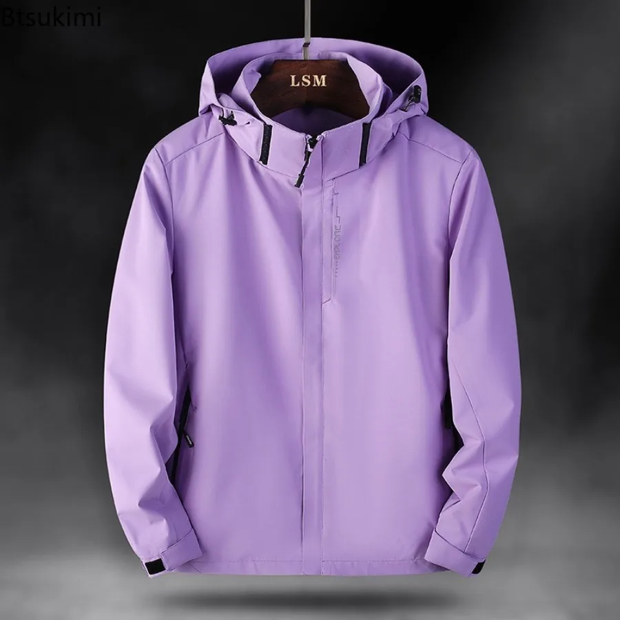 2025 Spring Autumn Outdoor Thin Hooded Waterproof Jacket Men Women Windproof Rainproof Mountain Climbing Camping Hiking Suit