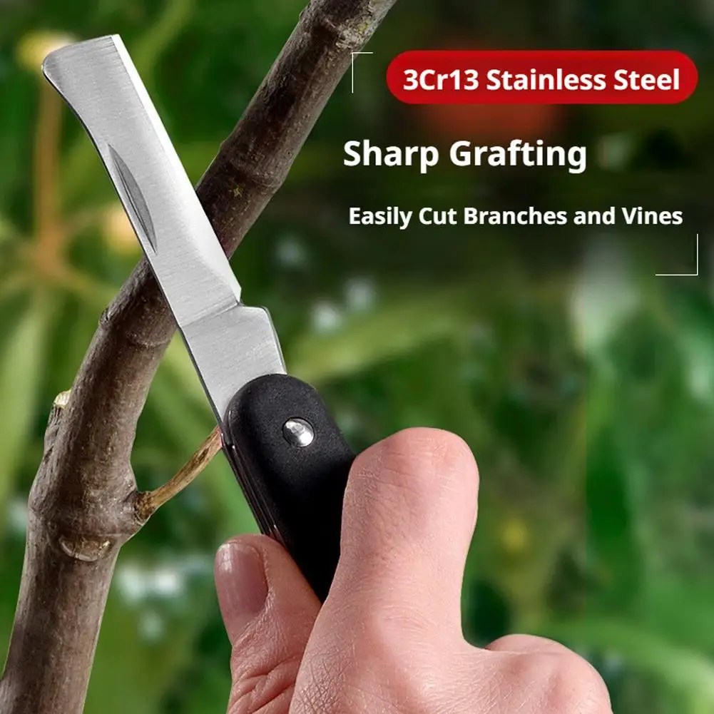Foldable Grafting Pruning Knife Professional Garden Grafting Cutter Stainless Steel Wooden Handle Knife Tool Grafting Tools
