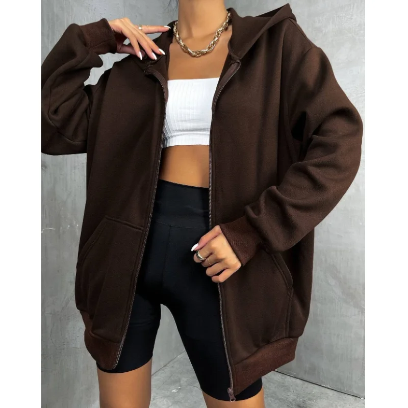 

Solid Color Zipper Hoodie Zip up Cardigan Jacket Long Sleeves Casual Women Men Sweatshirt Oversize Hoodie Streetwear Emo Kpop