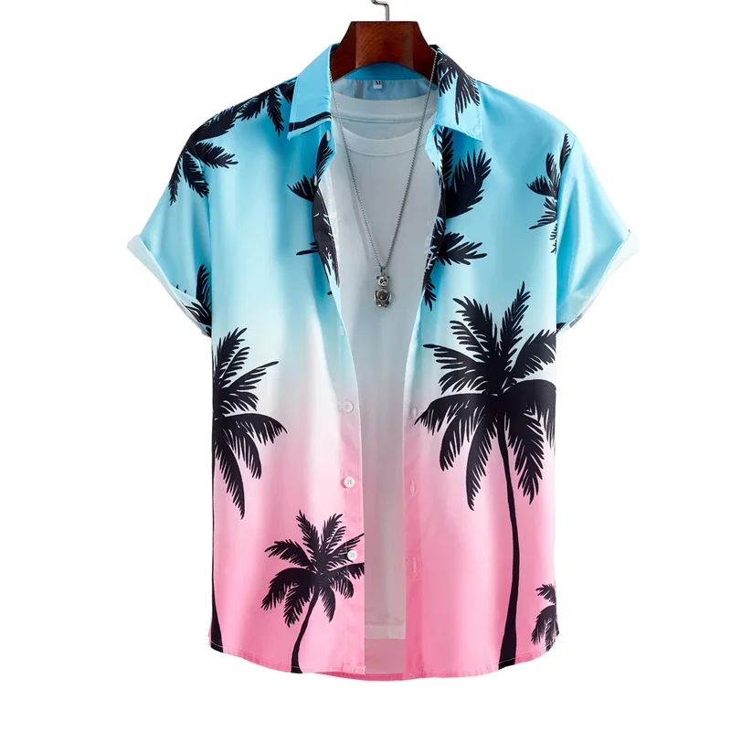 Hawaiian men's shirts, summer outdoor beach men's short-sleeved shirts, urban daily casual men's shirts, street fashion men's sh