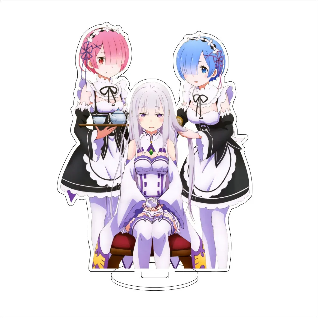 16CM Anime Re:ZERO Starting Life in Another World Rem Emilia Ram Natsuki Subaru Beatrice Cos Acrylic Figure Stand Ornaments Gift view 2