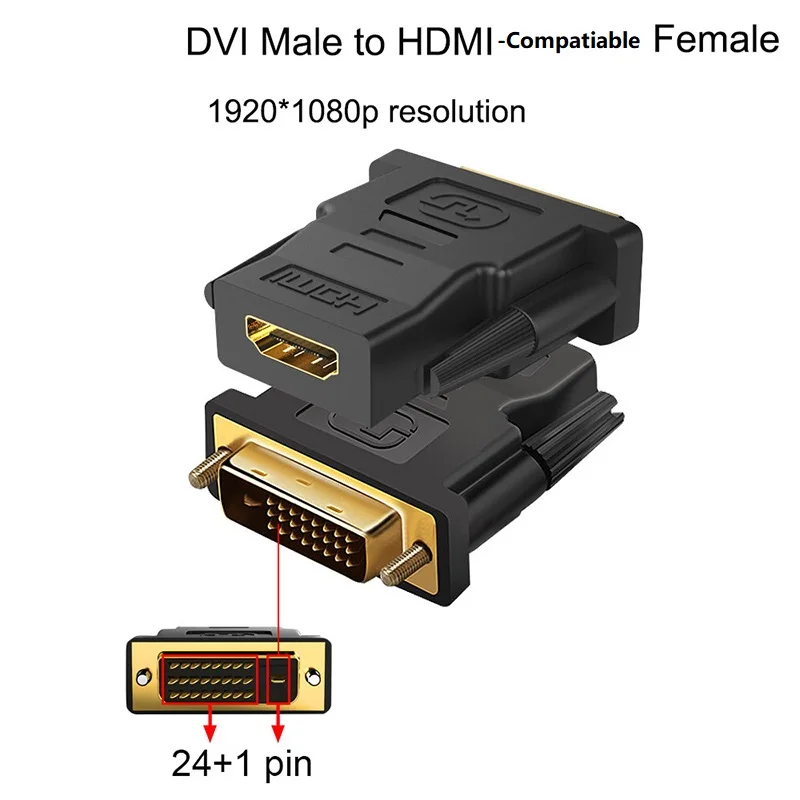 Dvi com conversor hdmi dvi 24 + 1 macho para hdmi plugue fêmea compatível hdtv projetor monitor adaptador de vídeo estender divisor de cabo