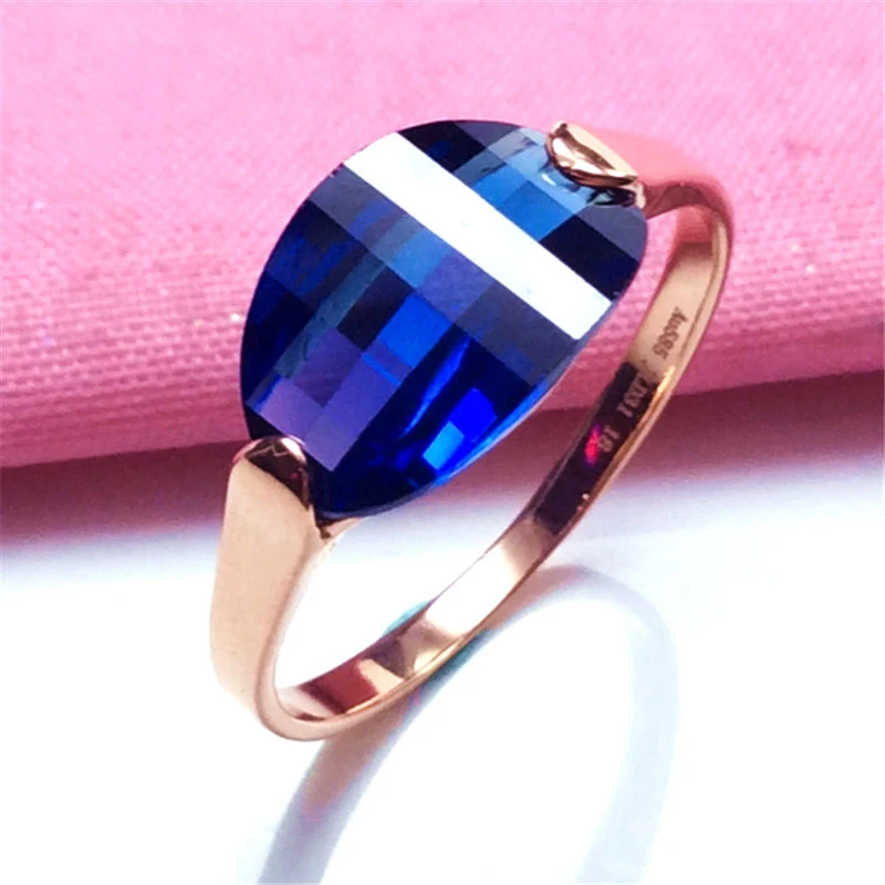 585 purple gold fashion sapphire jewelry set 14k rose gold earrings for women necklace rings light luxury wedding jewelry gift