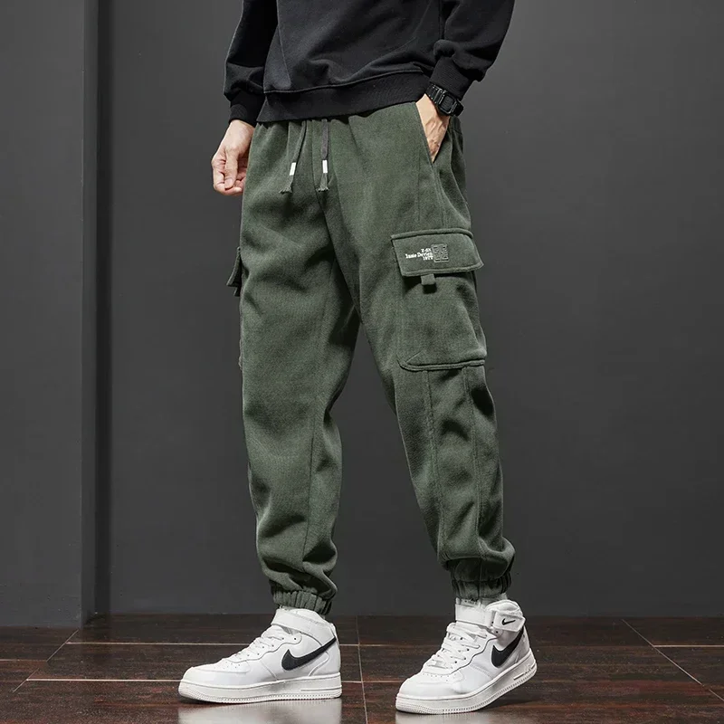 

Spring Autumn New Style Elastic Waist Casual Pants for Men Stretch Straight Drawstring Harem Jogging Sports Long Pants Male