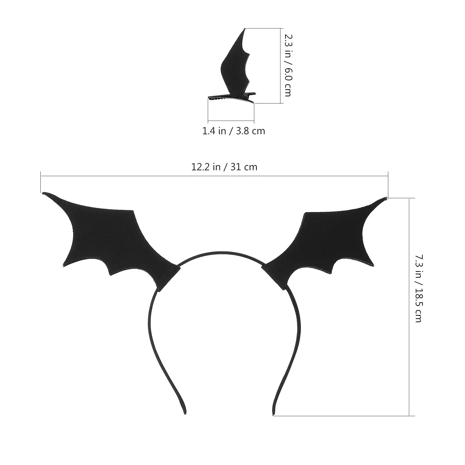 Bat Hair Clip Headband Set for Halloween Cosplay, Party Headdress, Festival Gathering & Stage Performance
