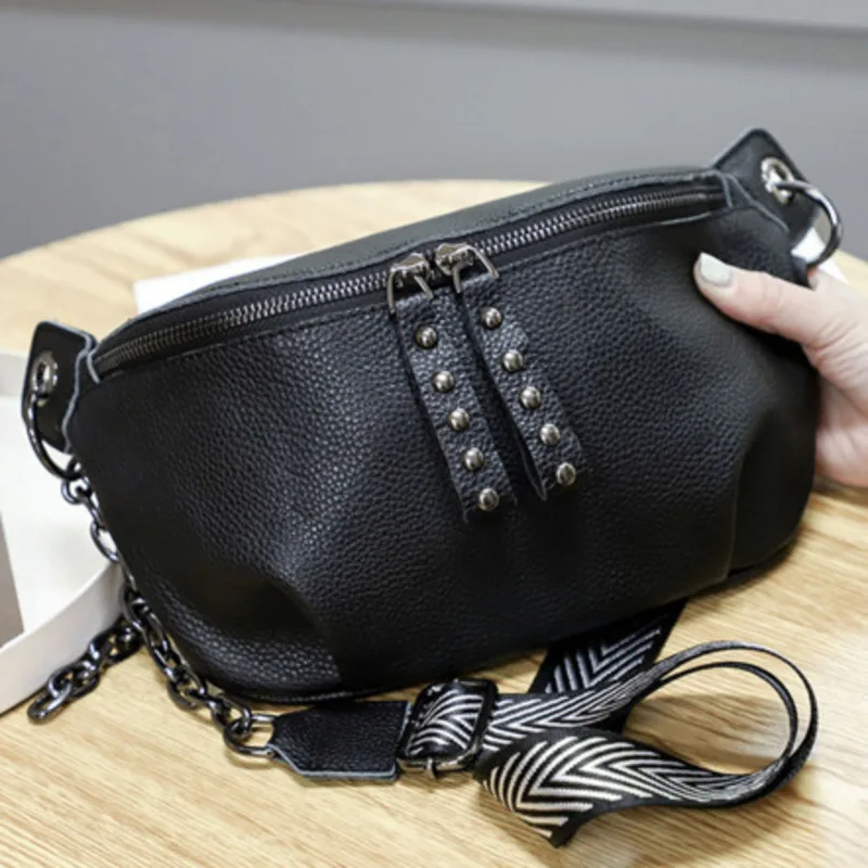 Koeienhuid Schouder Enkele Toplaag Tas Mode Crossbody Ketting Handtas Voor Vrouw Hoogwaardige Messenger Veelzijdige Luxe