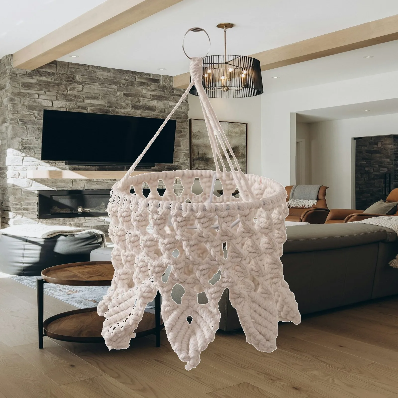 Bedroom Lighting Decor Ideas - Abażur z bawełnianego sznurka, pleciony, lampa