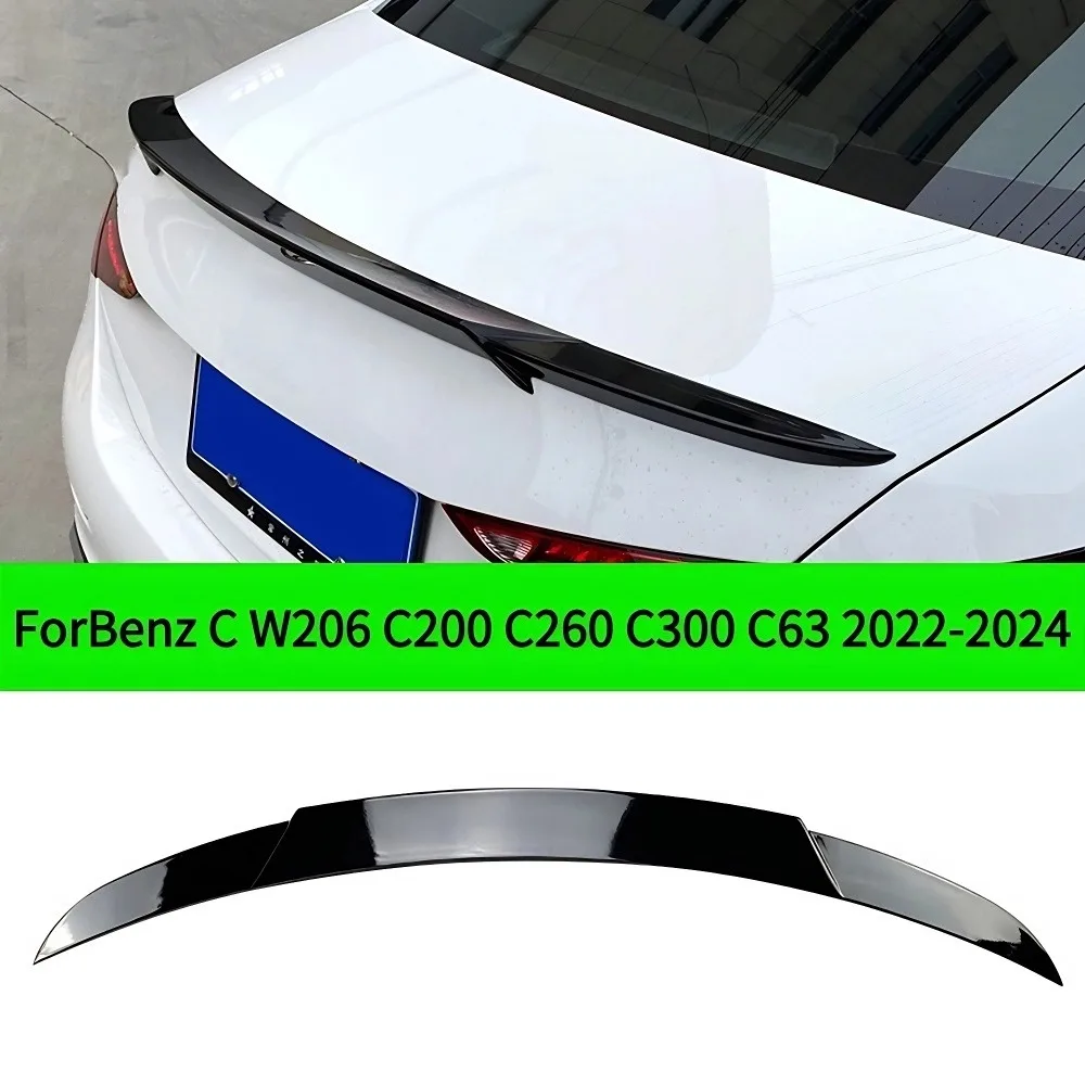 For 2022-2024 Mercedes-Benz C W206 C200 C260 C300 C63 Rear Trunk Lid Spoiler Performance Style Boot Wing Lip Car Tuning Accessor