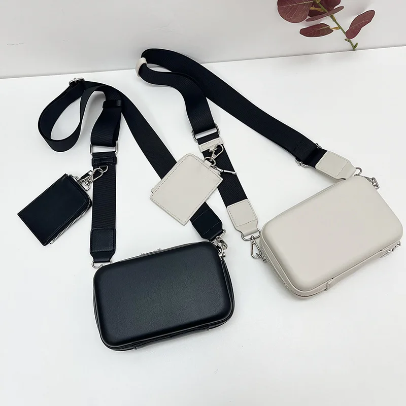 Casual 2 Bags/set Crossbody Bags for Women 2023 Designer Mini Shoulder Bag Unisex Wide Strap Phone Flap Purse Small Tote Handbag