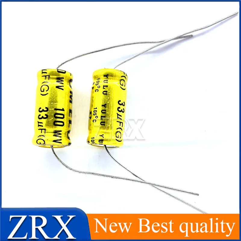 5Pcs/Lot 100V33UF 10X20 audio frequency crossover horizontal axial NP non-polar aluminum electrolytic capacitor volume