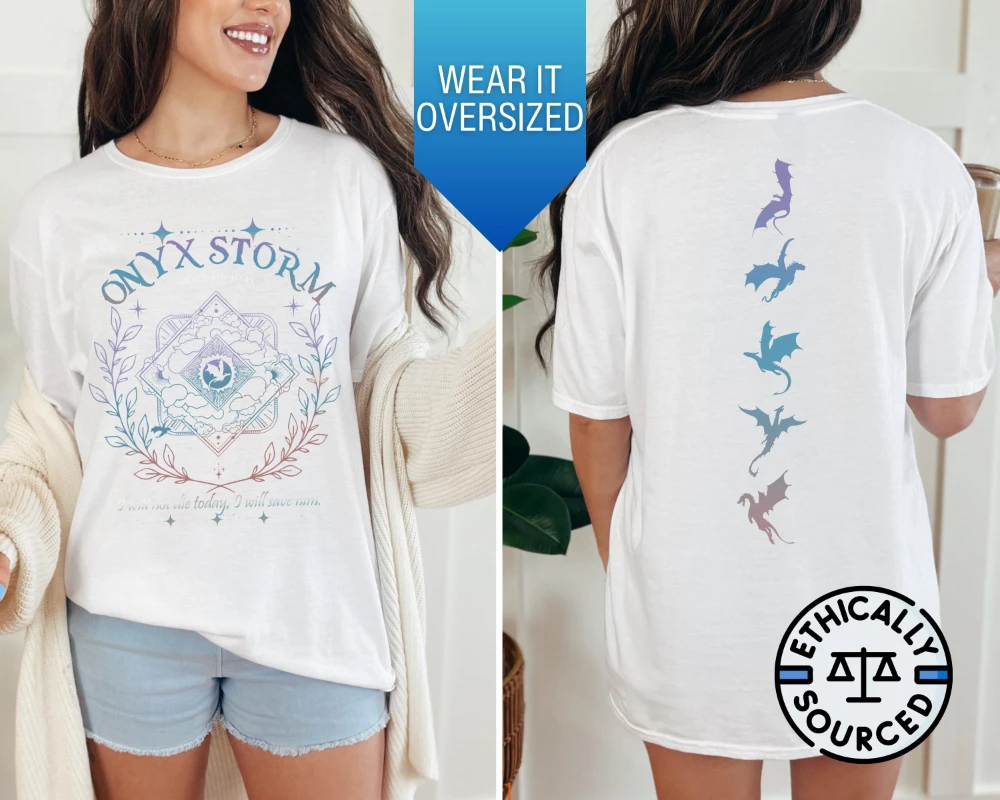 Onyx Storm Dragon T-Shirt Fourth Wing Bookish Apparel Tee Clothing Graphic Short Sleeve Shirt Men Women for Spring Summer