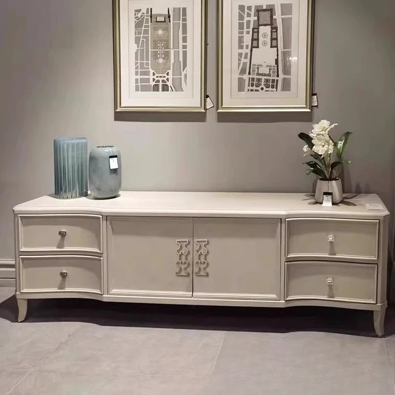 

American light luxury solid wood TV cabinet coffee table combination, French retro floor cabinet, postmodern simple home