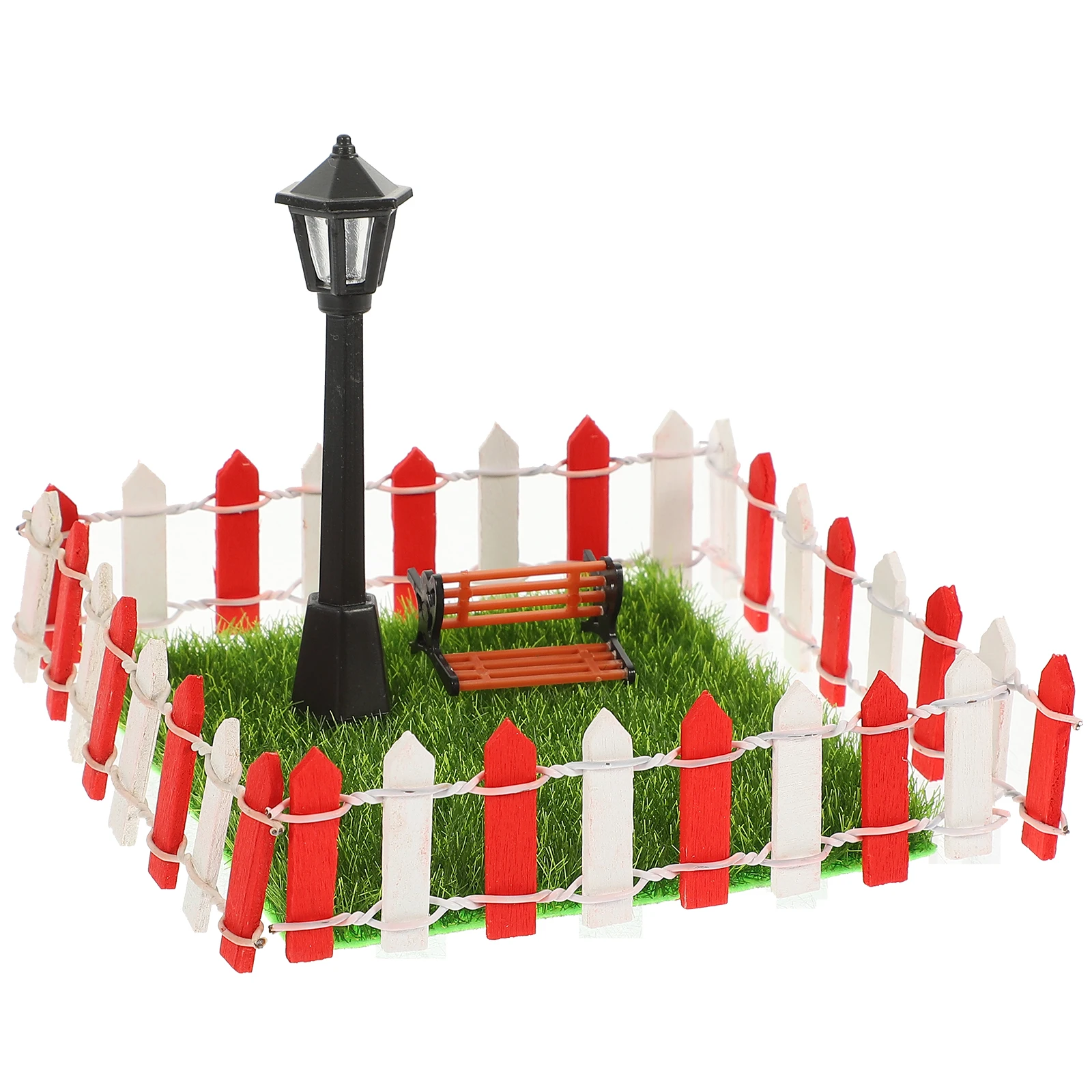 

Miniature Park Chair Realistic Street Light Lawn Fences Decor House Accessories Mini Garden L scaping nament Small Scale