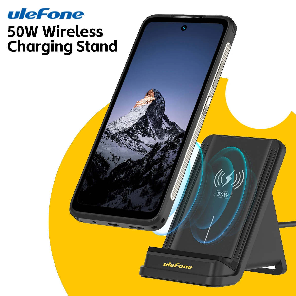 For Ulefone Armor 23 Ultra Smartphone Wireless Charging Holder Ulefone WCS01 50W Air Cooled Wireless Charging Stand