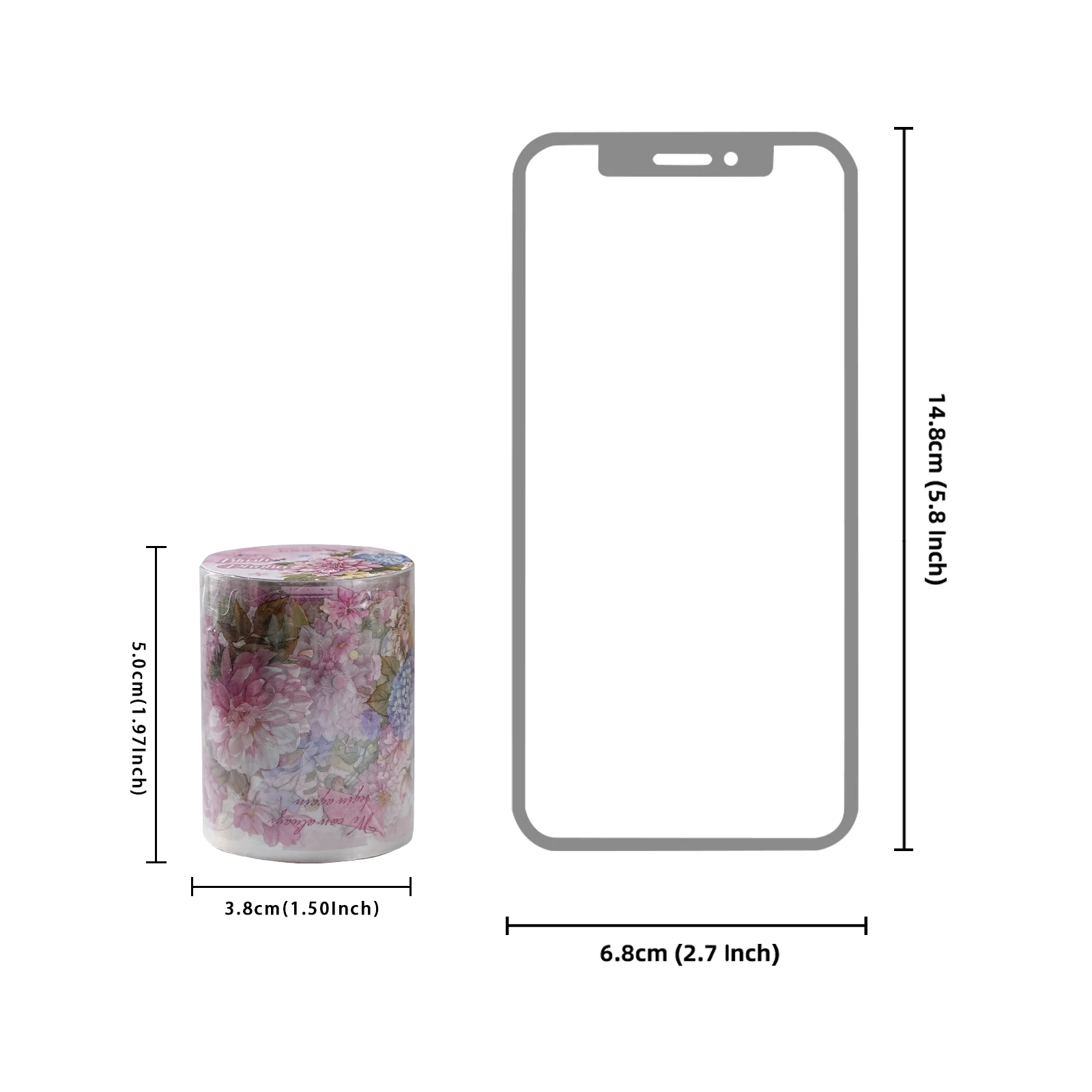 Etori Life 60Mm*2M Watercolor Peony Journal Die-Cut Tape Ins Style Notebook Border Decoration Material Suitable for Diaries, Laptop, Phone Backs, Postcards and Envelopes, Gift Paper Bags, Sticker Books, Postcards and Envelopes, Scrapbook Supplies, Artistic Aesthetics, Art Supplies, Cycling Decals, School Supplies, Gift Box Packaging, Gifts for Friends, Back-To-School Season