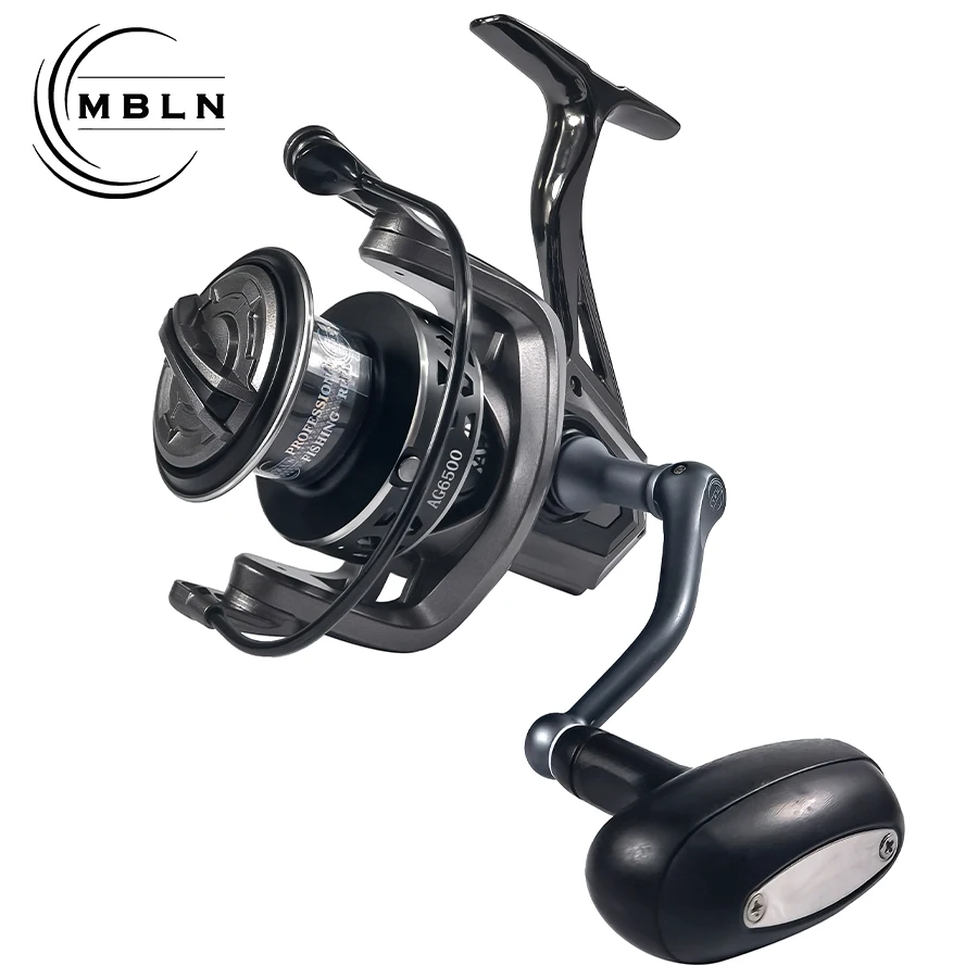 Carrete giratorio de pesca de Metal serie 2500-7500, equipo de pesca de fundición larga de alta velocidad 5,1: 1, mango y cuerpo de carrete de aloy