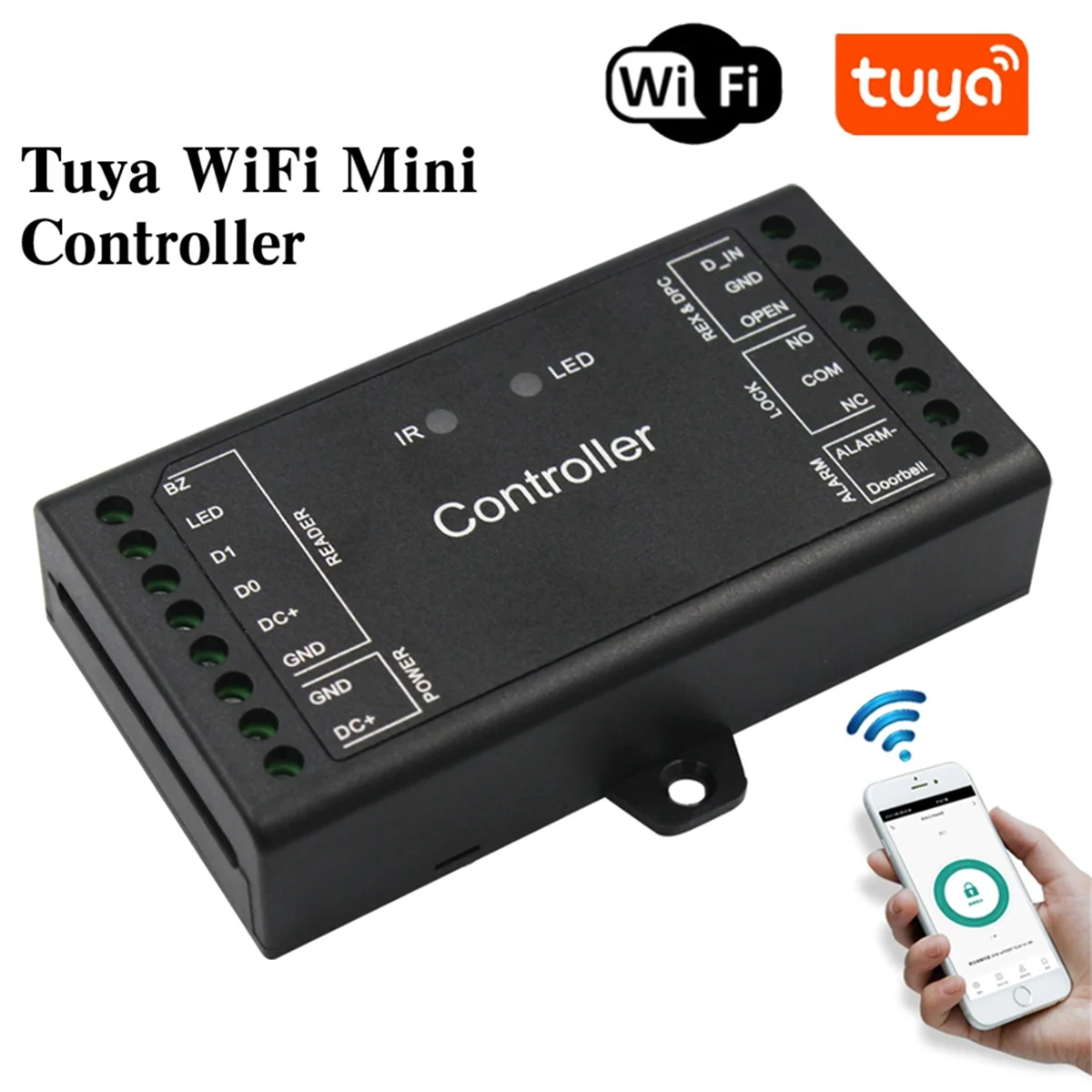 TUYA Wifi Controller Single Door Remote Control Access Control Board Panel 12V Wiegand 26-44 Bits Input 1000 User