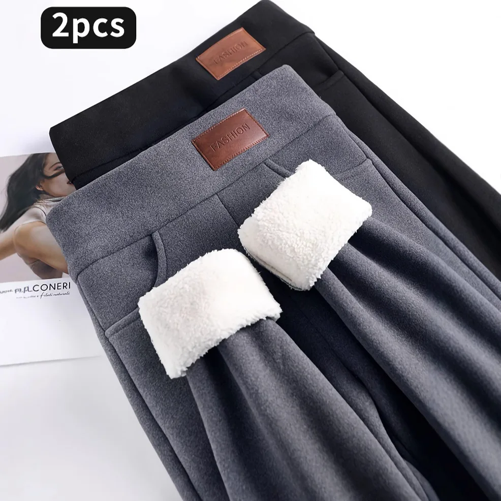 

Lamb Velvet Fleece Lined Slimming High Waist Thickened Women's Base Layer Pants Autumn Winter New Style Cotton Trousers