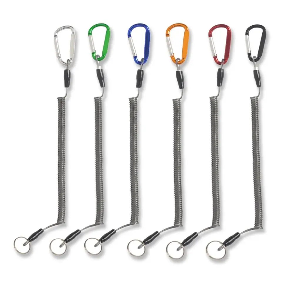 

Tackle Tool Hiking Steel Wire Boating Outdoor Anti-lost Retractable Climbing Lanyard Fishing String Spring Rope Carabiner