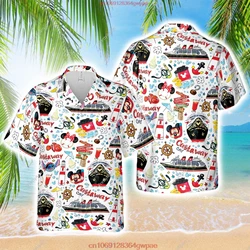 Camisa hawaiana con estampado de Disney Cruise para hombre y mujer, camisa de manga corta con botones, camisa hawaiana de Mickey