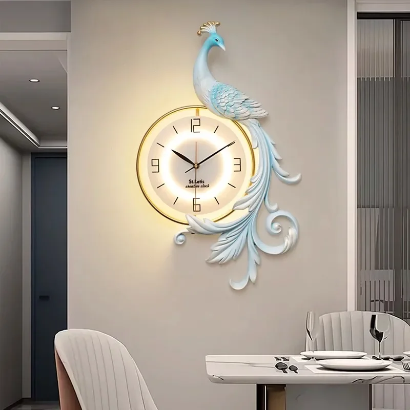 Peacock Nordic Wall Clocks Living Room Art Mural Large Interior Wall Watch Restaurant Modern Horloge Murale Home Decoration