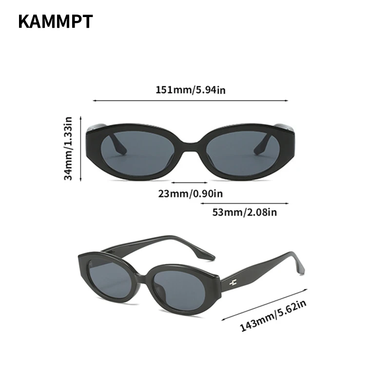 KAMMPT 여성용 빈티지 타원형 선글라스, 레트로 패션, 트렌디 럭셔리 브랜드 디자이너, UV400 레이디 쉐이드 아이웨어, 신제품