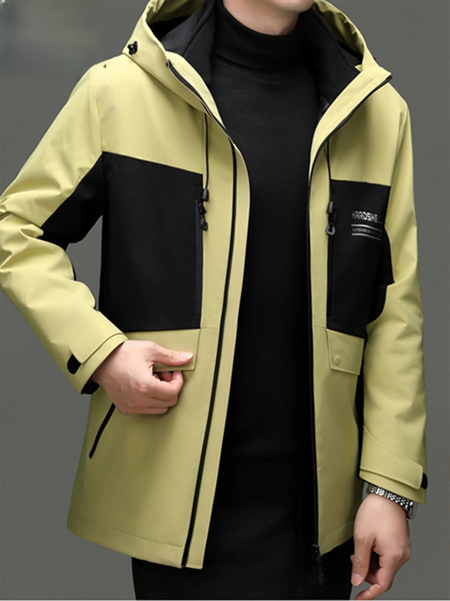 

Men's Casual Tee-in-One Windproof Warm down Jaet Outdoor Polyester Fiber Du down Filling Thiened Winter Coat