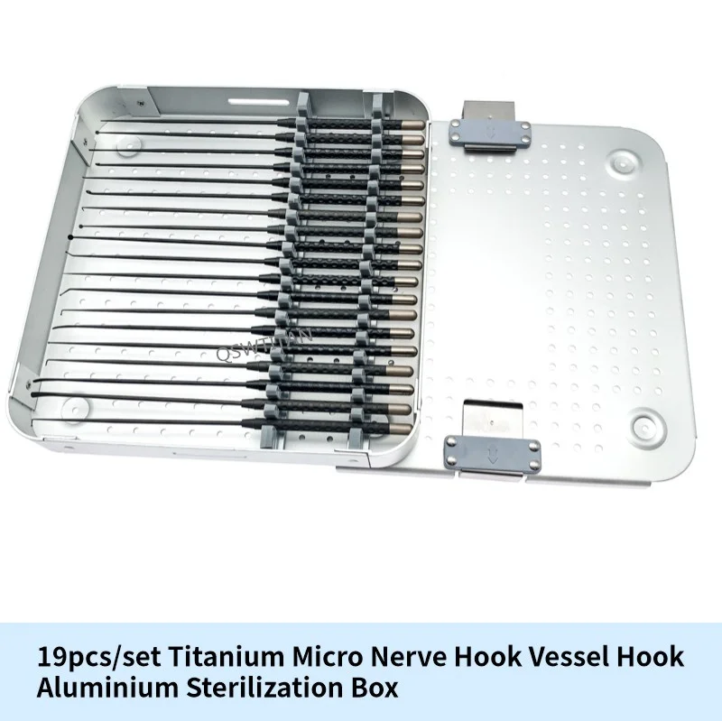 19pcs/set Micro Nerve Hook Micro Spatula Dissectors Titanium Vessel Hook Micro Curette Nerve Teardrop Disserctor 210mm