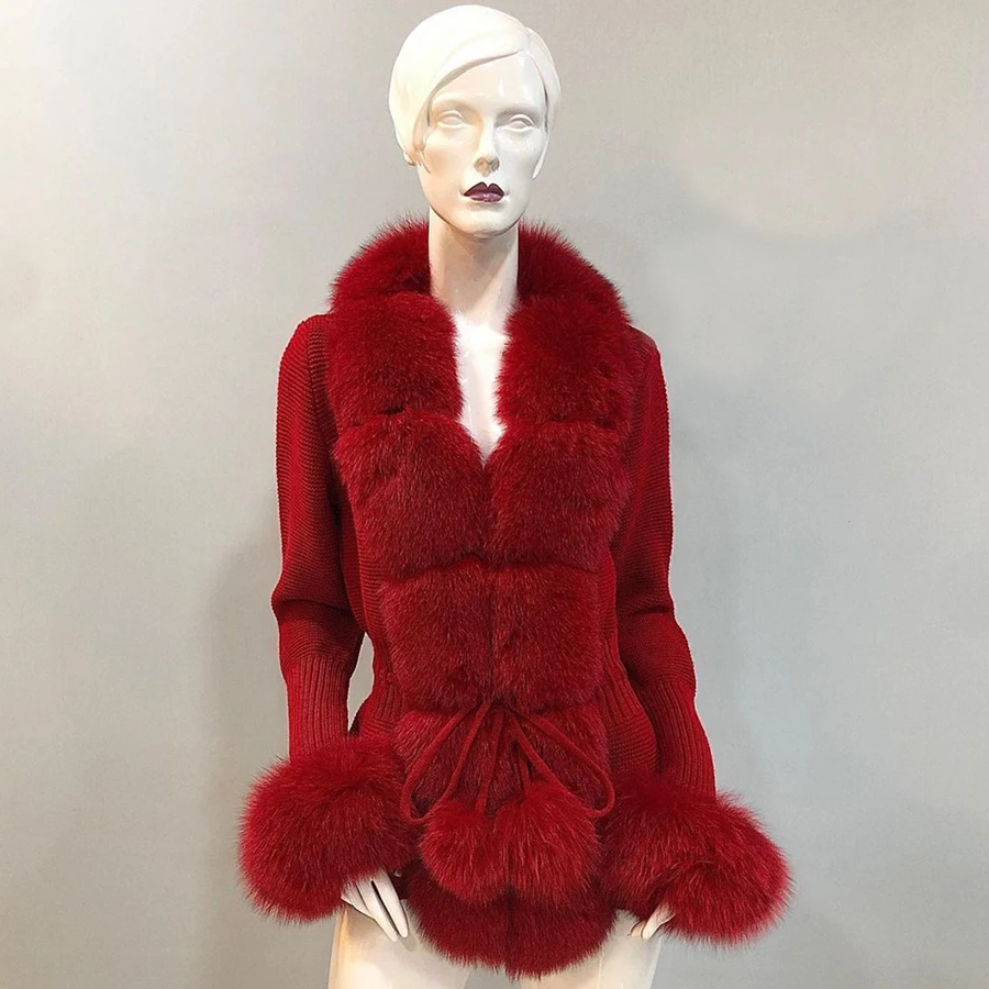 Real Fox Fur Coat Cashmere Wool Coat With Fox Fur Winter Long Wool Jacket For Women High Quality New Arrival