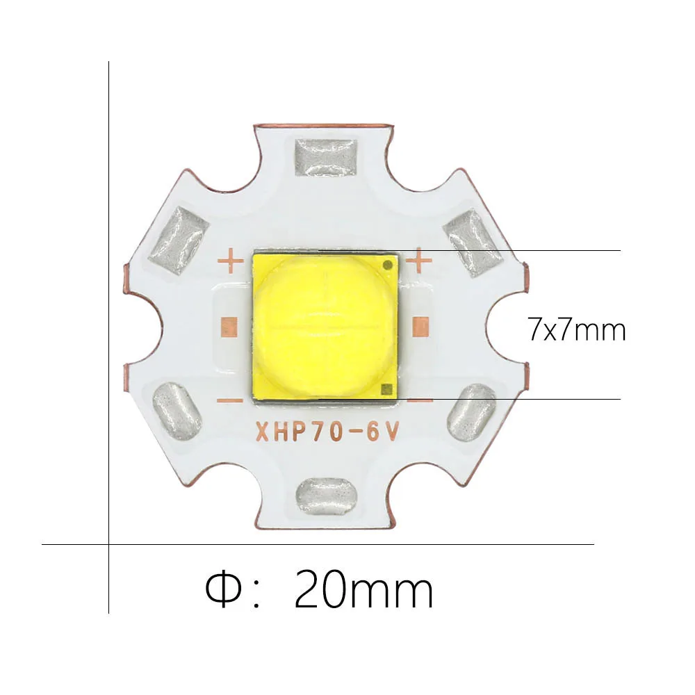 30W High Quality Original Flashlight Lamp Bead XHP70.2 LED Emitter 6V 2Generation Neutral White 6000K-6500K 20mm Copper PCB