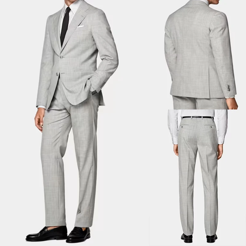 

2-piece Man Suit Set Single Breasted Lapel Jacket and Pants Italian Tailored Business Formal Groom’s Suit For Wedding Party