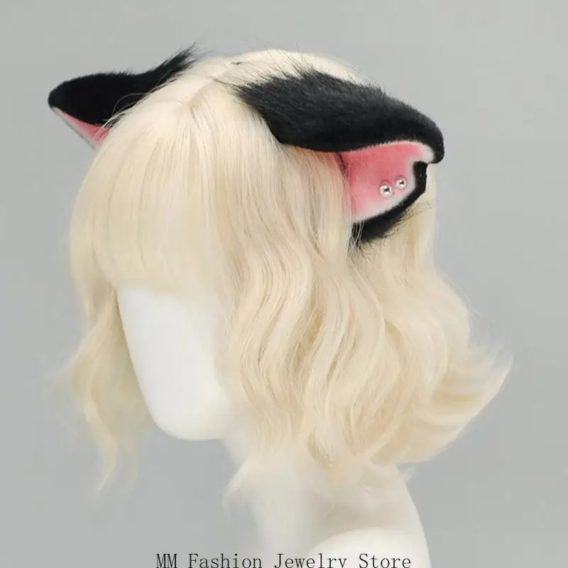 D0UB Pelziger Plüsch-Tierohr-Haarreif, Fursuit-Schwanz, einfach zu tragendes Kostümzubehör für Cosplay-Events,