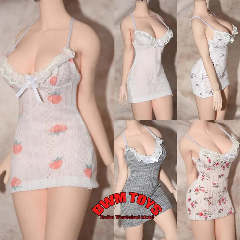 

1/6 Scale Sexy Women's Thread Knitted Tight Fitting Slim Sling Skirt Low Cut Hip Hop Dress Model for 12'' tbleague Action Figure