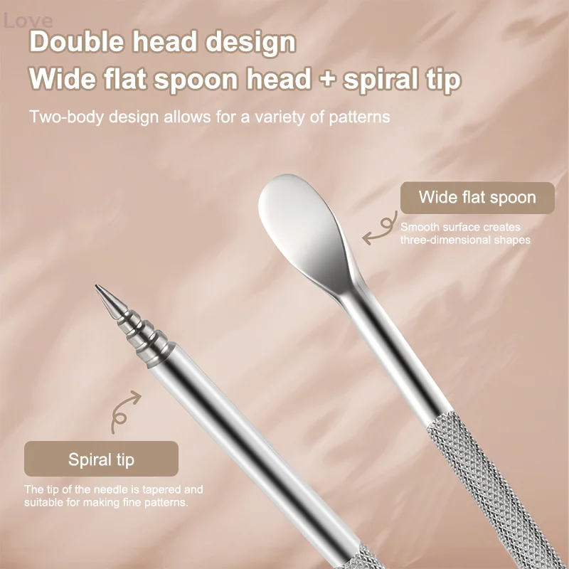 [L&P]両端ネイルアート彫刻ペン12.5cm多機能ミックスジェルポリッシュビルダーペンDIY3D彫刻フラワー彫刻ブラシ