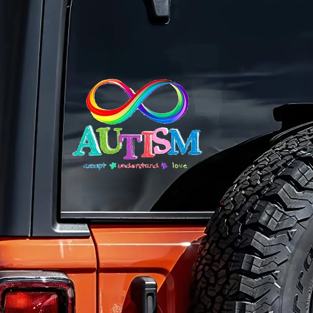 Vibrant Rainbow Infinite Symbol Decal, Autism Acceptance Care Vinyl Sticker for Car Window view 4