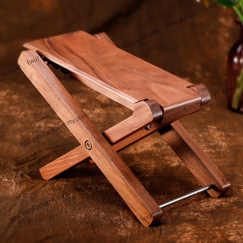 Solid wood guitar foot pedal, folk music bakelite erhu pipa footstool, footstool widened four-speed retro style