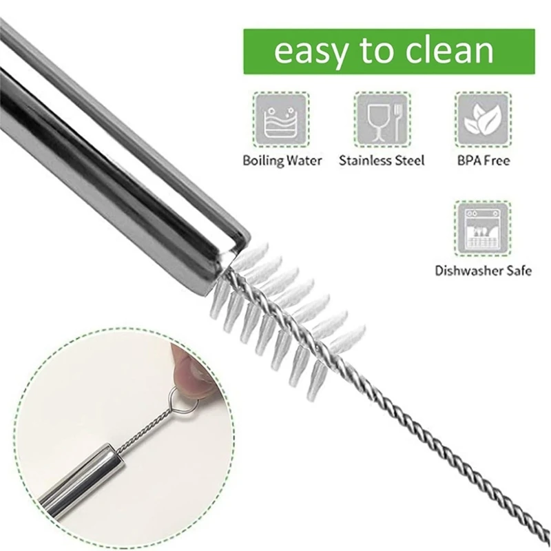 Stainless Steel Metal Drinking Straw Straight or Bent Tip For Juice Coffee Reusable Kitchen Tool - Image 5