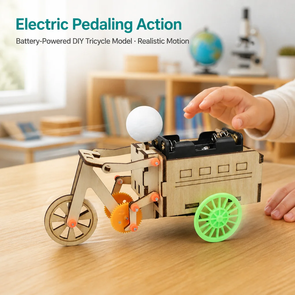 DIY Pedal Tricycle Model Kit Kids Handmade Assembly Science Experiment Toy Mechanical Principle Educational STEM Learning