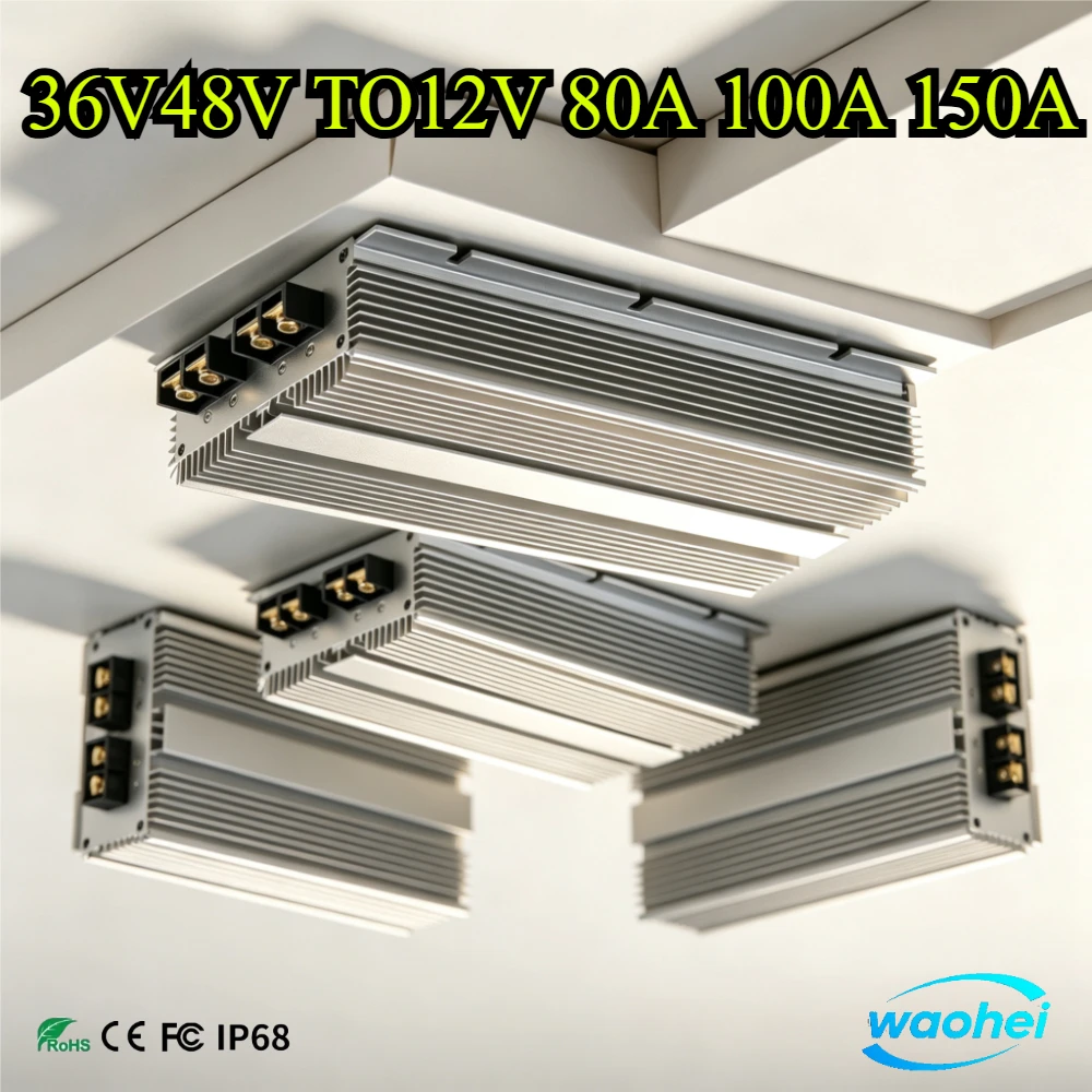 30-60V 36V48V to 12V 80A100A150A Step down DC-DC Power Converter Voltage Reducer Module 36V48V12V Car Truck Boat Power Supply