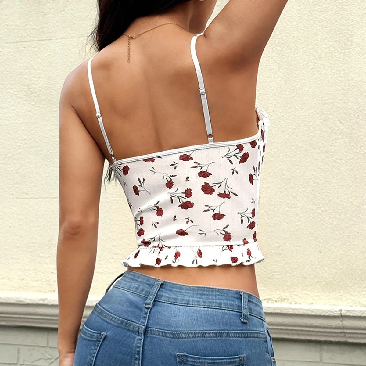 Y2K Crop Tops Floral Printed Sleeveless Corset Sexy Women Tank Top Summer Fashion Strap Corsets Bustier Camisole Party Club Vest