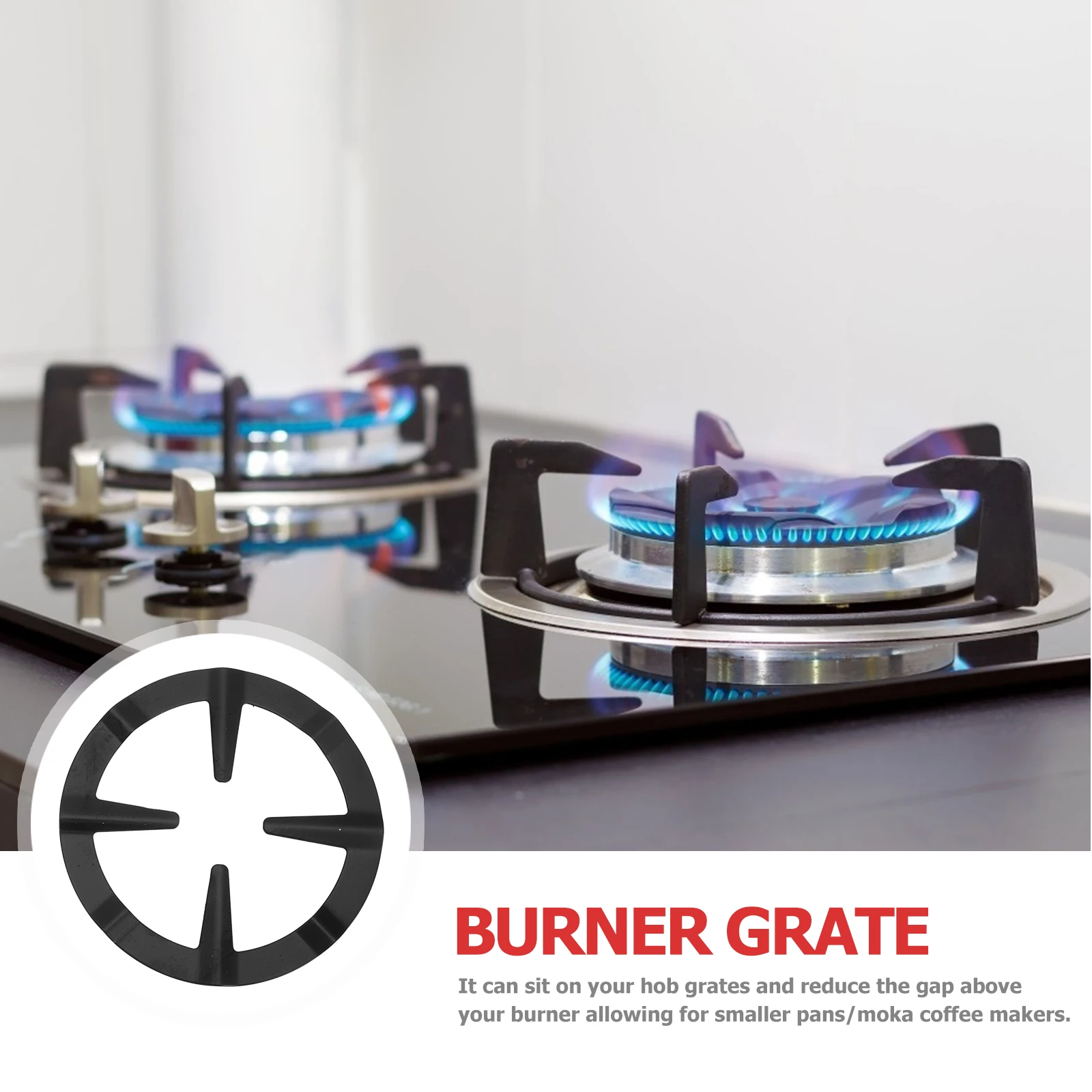 

4pcs Gas Burner Stove Tripod Grate Stand Black Hob Rack Range Ring Reducer Stainless Steel Pot Holder Coffee Shop