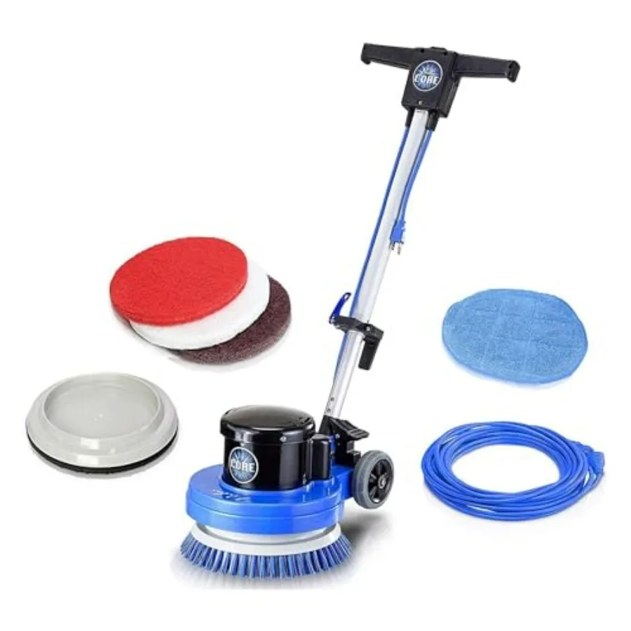 

Electric floor buffer scrubber and polisher for all floor surfaces, stainless steel body, silver color, 13-inch pad diameter, h