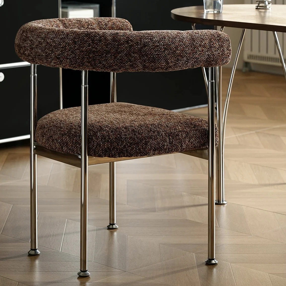 #Contemporary Stainless Steel Frame High-density Sponge Dining Chair for Home Offices or Restaurant Lounges