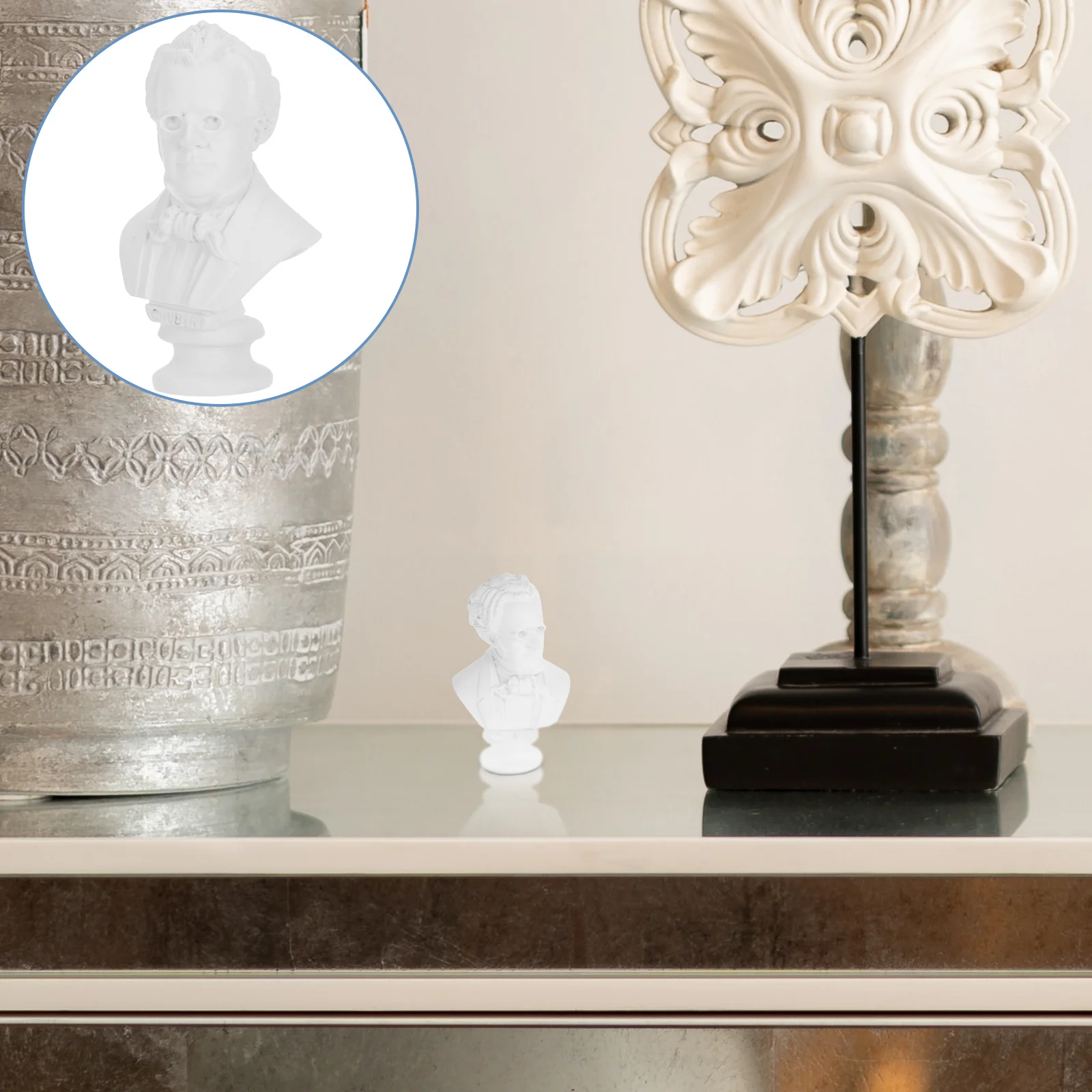 

Resin Musician Bust Statue Portrait Sculpture Mini Desktop Decoration Small Bust Sculpture Home Office Decor