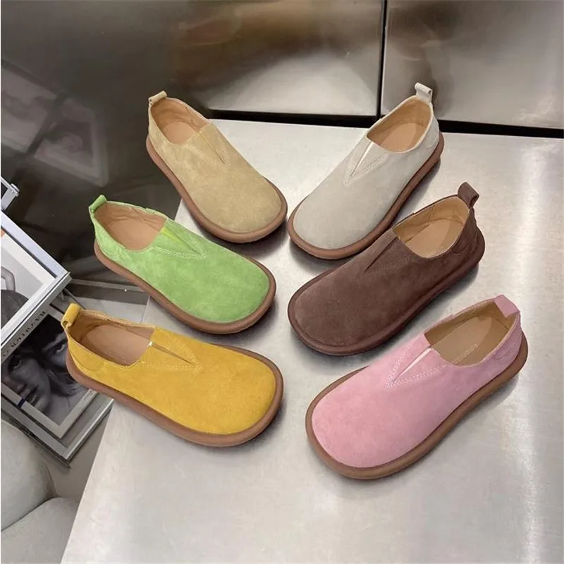 Woman Genuine Leather Women\'s Flat Casual Loafers Slip On Women Shoes Flats Soft Moccasins Lady Driving Shoes 35 40